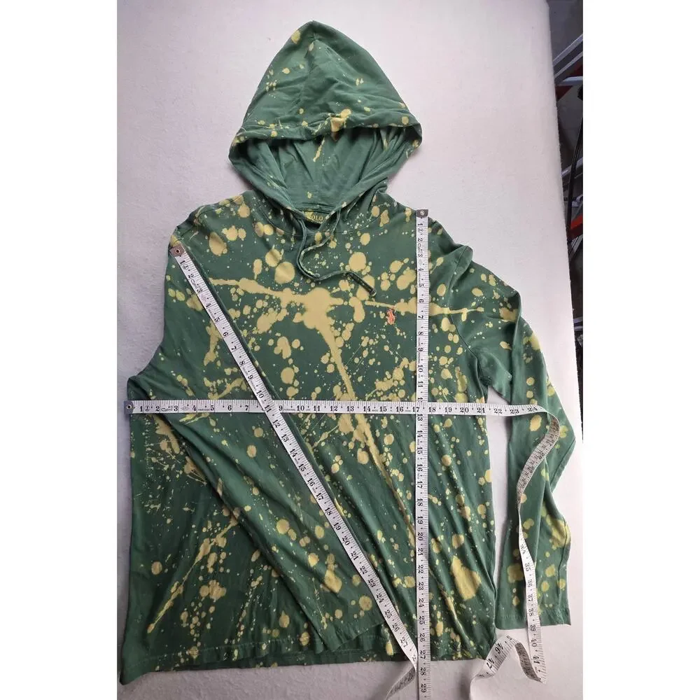 Polo Ralph Lauren Green Tie Dye Long Sleeve Pullover Hoodie Size Large